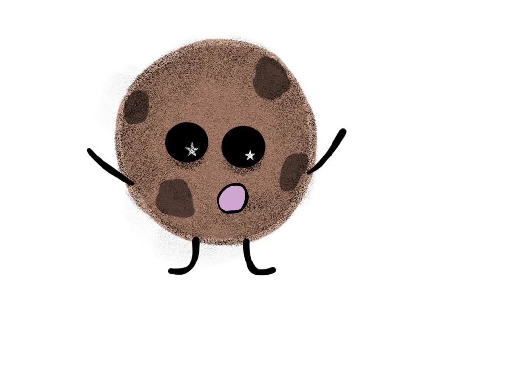 cartoon cookie, slightly burnt
